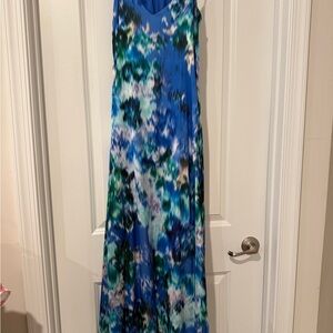 Nicole Miller Vibrant Blue and Green Maxi Dress